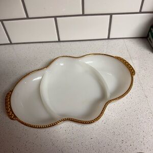 Fire King Vintage Divided Milk Glass Dish